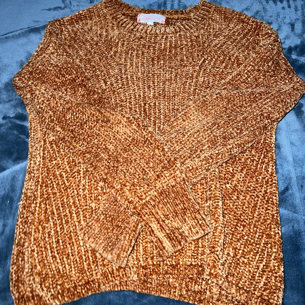 pink rose womens gold sweater